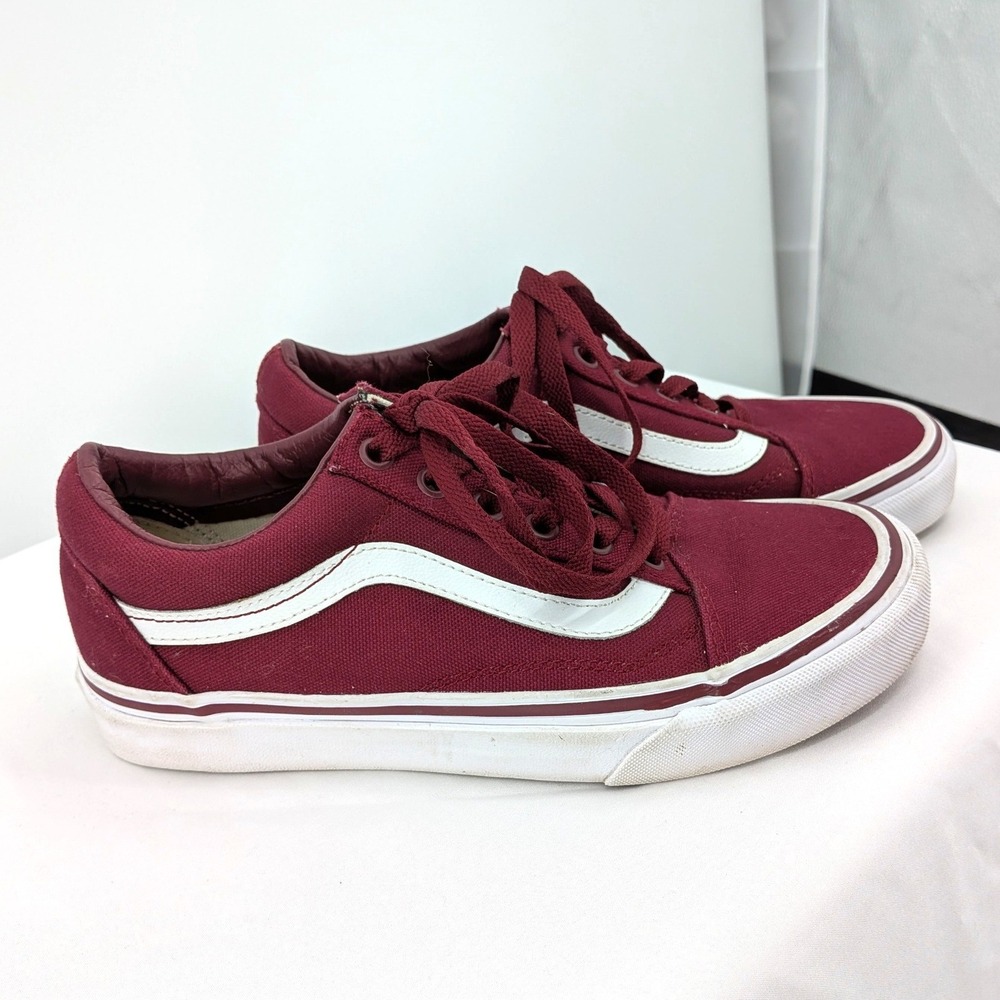Vans Old Skool Burgundy Canvas Low Top Sneakers Classic Skate‎ Shoes 5.5M 7W